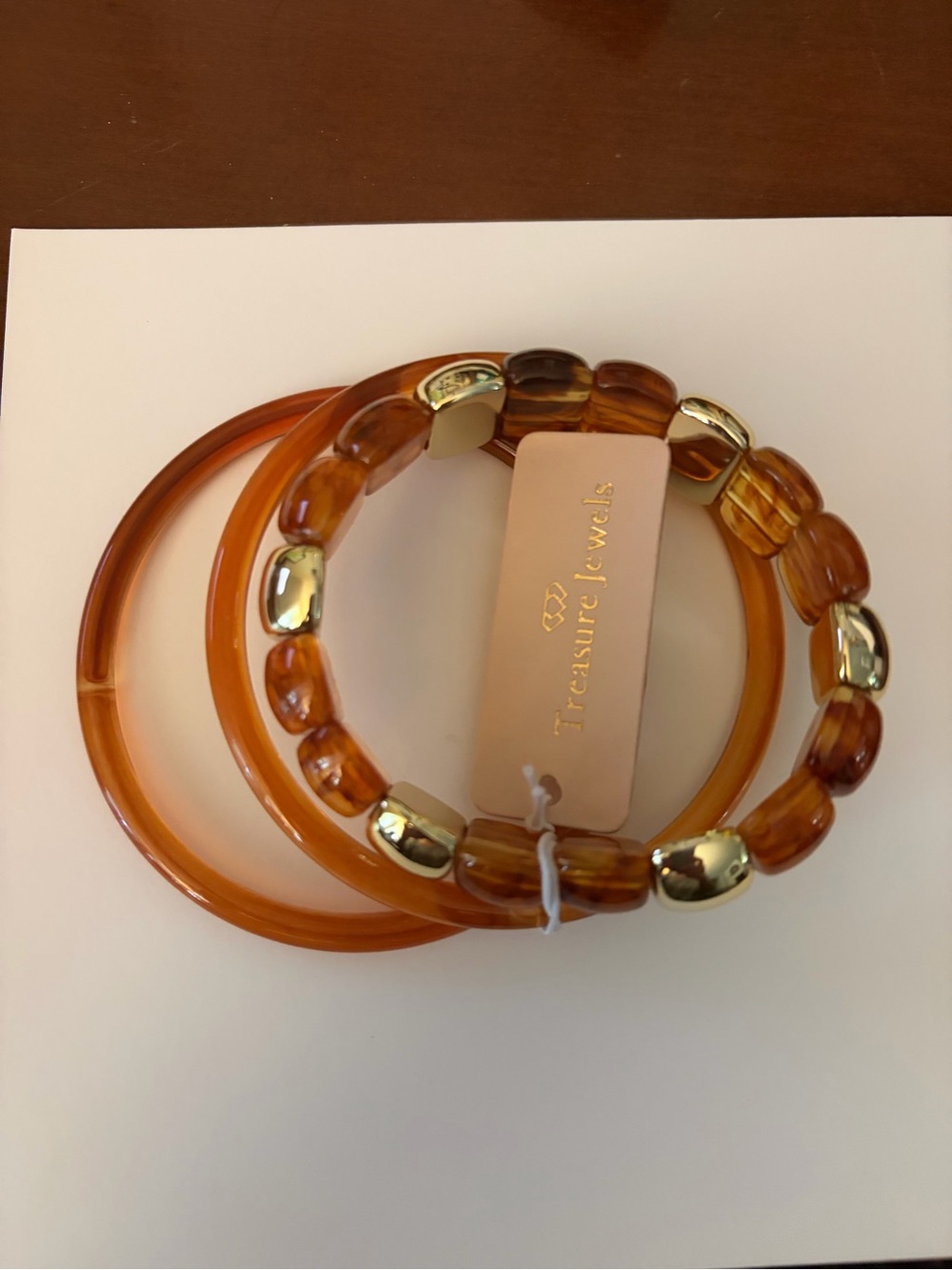 Treasure Jewels Amber Brown Bracelet Trio